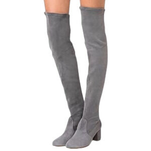 Schutz Tamarah slate gray stretch suede leather tall over knee boots size 8.5